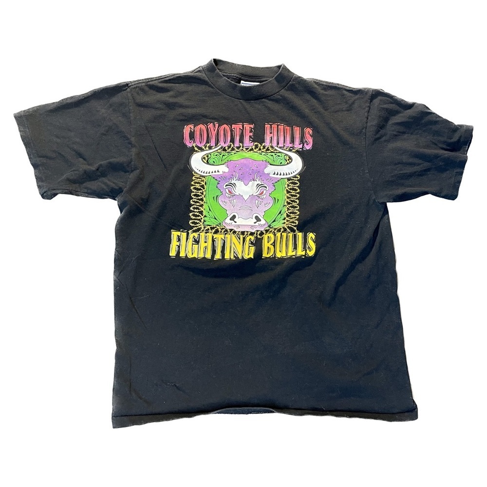 Vintage Single Stitch Coyote Hills Fighting Bulls T-Shirt Size XL